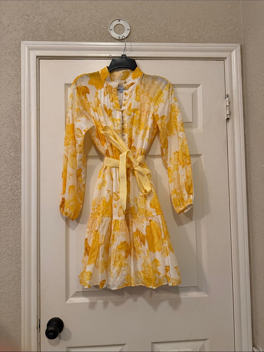 ANTONIO MELANI Yellow Floral Button-Front Dress